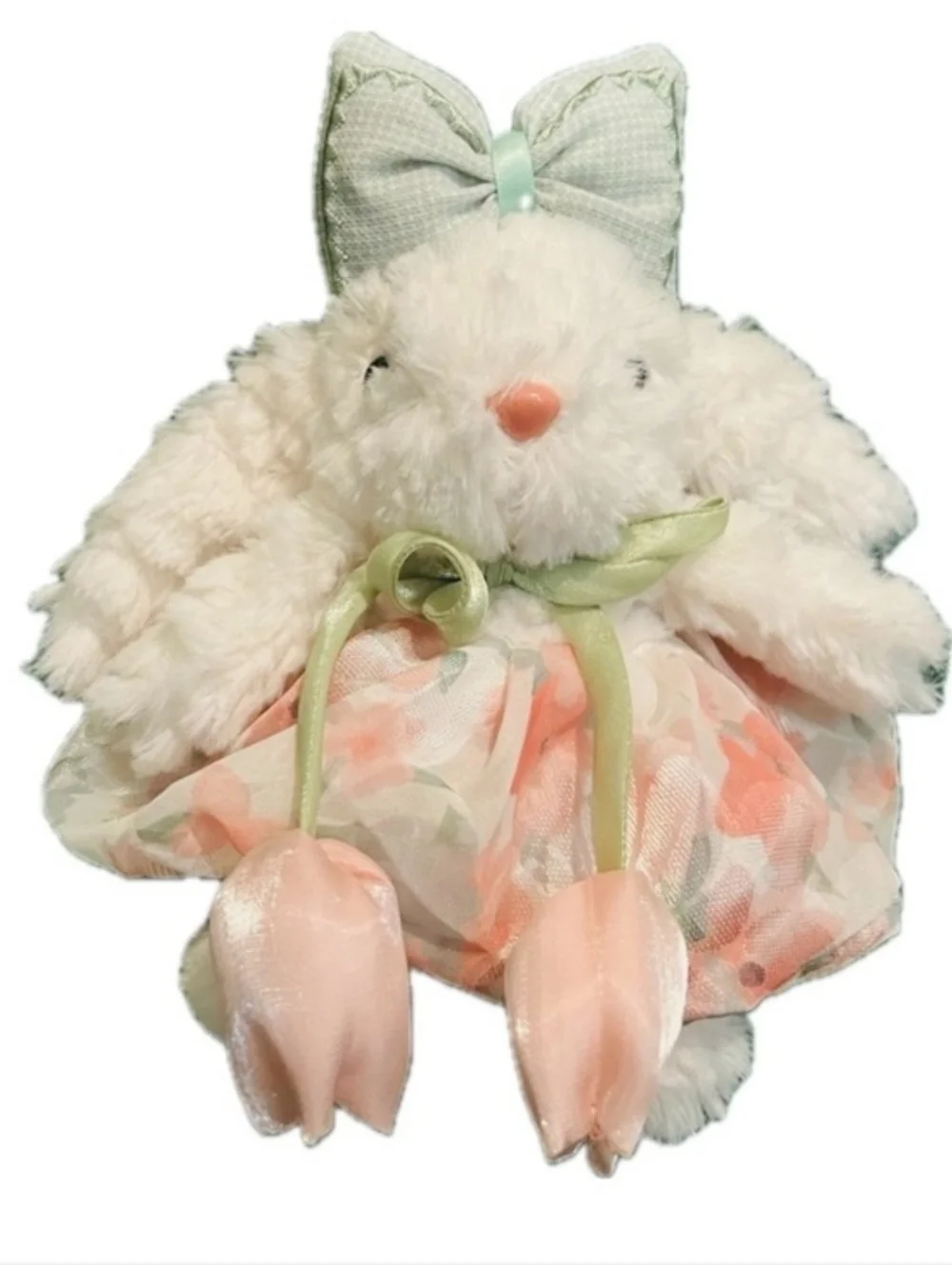 💕▪️Piper K ▪️Floral Bunny Plush Keychain with Mint Bow